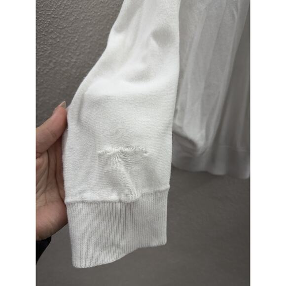 Old Navy Womens Cardigan Size Large White Open Front 3/4 Sleeve Cropped - Picture 3 of 10